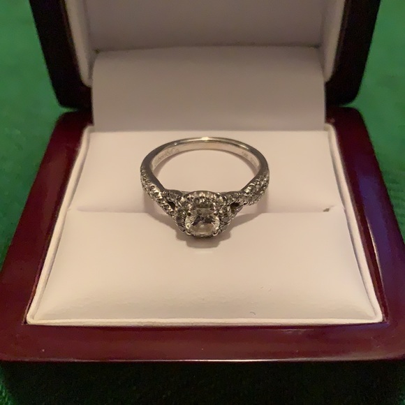 .38 Carat 14K White Gold Halo Engagement Ring - Picture 11 of 15